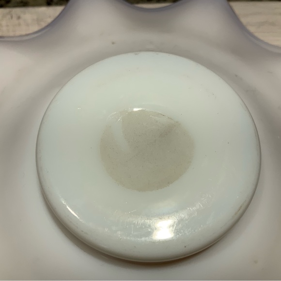 Victorian Glass Cranberry Ruffled Brides Bowl Cased White opaque - Picture 5 of 5